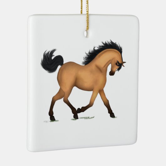 Trotting Buckskin Horse oder Pony Reitscharm Keramikornament (Rechts)