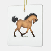 Trotting Buckskin Horse oder Pony Reitscharm Keramikornament (Links)