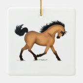Trotting Buckskin Horse oder Pony Reitscharm Keramikornament (Rückseite)