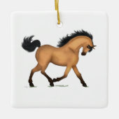 Trotting Buckskin Horse oder Pony Reitscharm Keramikornament (Vorderseite)