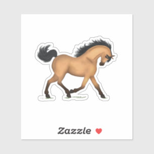 Trotting Buckskin Horse Pony Equestrian Decal Aufkleber