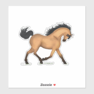 Trotting Buckskin Horse Pony Equestrian Decal Aufkleber