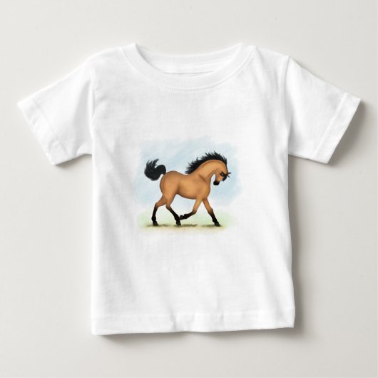 Trotting Buckskin Pferderaffe Baby T-shirt (Vorderseite)