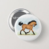 Trotting Buckskin Pferderaffe Button (Vorne & Hinten)