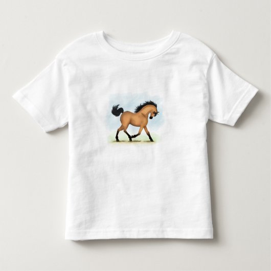 Trotting Buckskin Pferderaffe Kleinkind T-shirt (Vorderseite)
