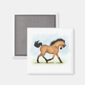 Trotting Buckskin Pferderaffe Magnet (Vorderseite/Rückseite)