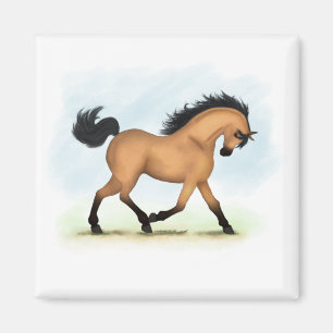 Trotting Buckskin Pferderaffe Magnet