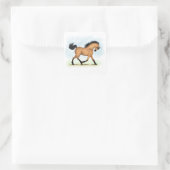 Trotting Buckskin Pferderaffe Quadratischer Aufkleber (Tasche)
