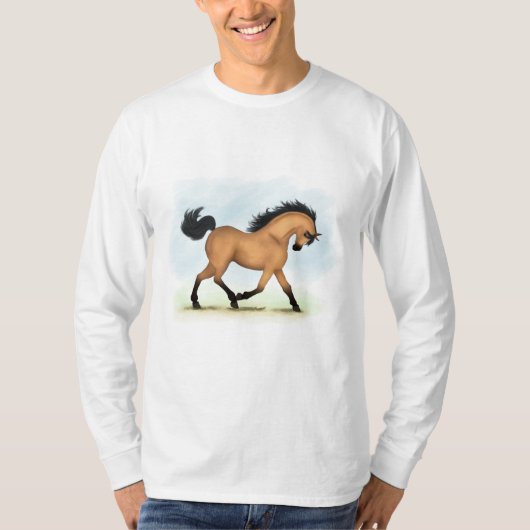 Trotting Buckskin Pferderaffe T-Shirt (Vorderseite)