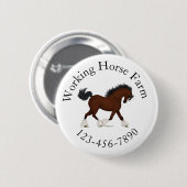 Trotting Clydesdale Horse Circle Text Custom Button (Vorne & Hinten)