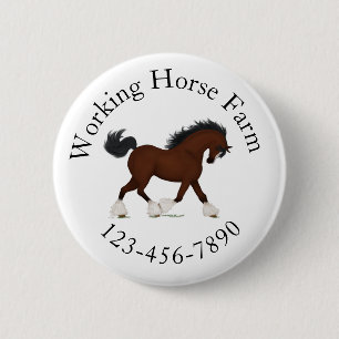 Trotting Clydesdale Horse Circle Text Custom Button
