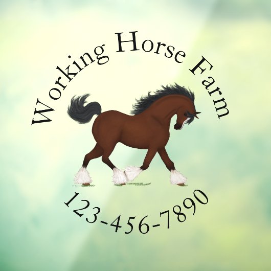 Trotting Clydesdale Horse Circle Text Custom Fensteraufkleber (Blatt 3)