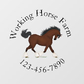 Trotting Clydesdale Horse Circle Text Custom Fensteraufkleber (Blatt)