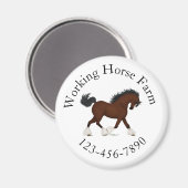 Trotting Clydesdale Horse Circle Text Custom Magnet (Vorderseite/Rückseite)