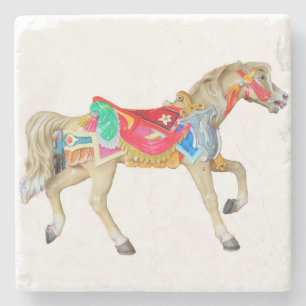 Trotting Hand Painted Carousel Horse Steinuntersetzer