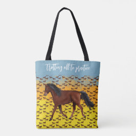 Trotting off to practice horse Tote Tasche