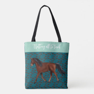 Trotting off to practice horse Tote Tasche