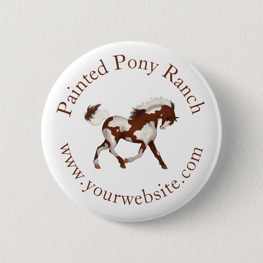 Trotting Overo Skewbald Paint Horse Custom Logo Button (Vorderseite)