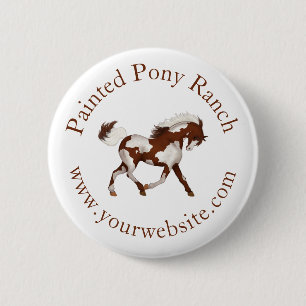 Trotting Overo Skewbald Paint Horse Custom Logo Button