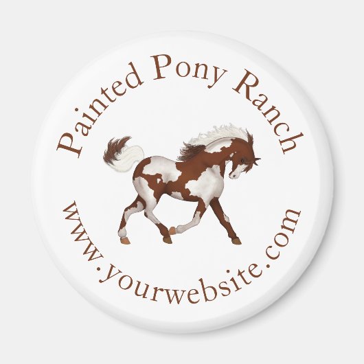 Trotting Overo Skewbald Paint Horse Custom Logo Magnet (Vorne)