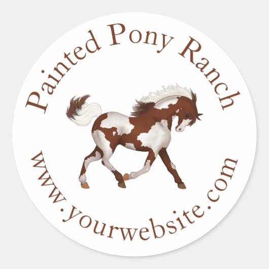 Trotting Overo Skewbald Paint Horse Custom Logo Runder Aufkleber (Vorderseite)
