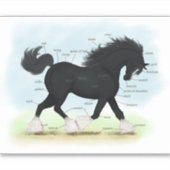 Trotting Shire Draft Pferde Equine Anatomy Chart S Aufkleber (Vorderseite)