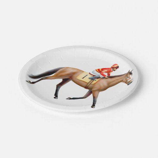 Trotting Thoroughbred-Rennpferd-Papier-Teller Pappteller (Schrägansicht)