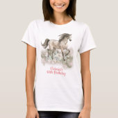 Trotting Watercolo Pferd Geburtstag T-Shirt (Vorderseite)