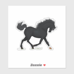 Trottoire Black Horse mit Star & Sock Black Beauty Aufkleber
