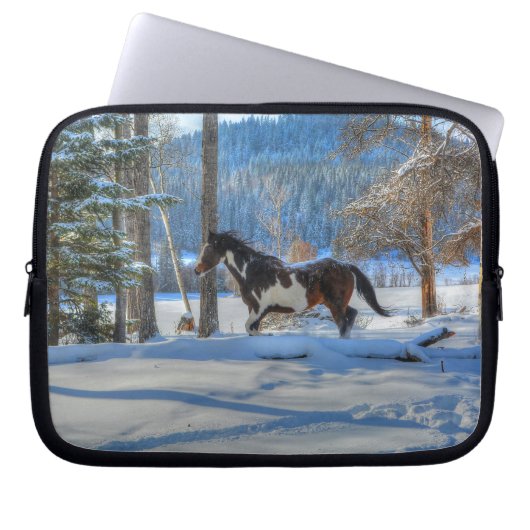 Trottoire Pinto Paint Stallion & Winter Snows Laptopschutzhülle (Vorderseite)