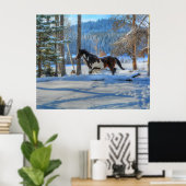 Trottoire Pinto Paint Stallion & Winter Snows Poster (Heimbüro)