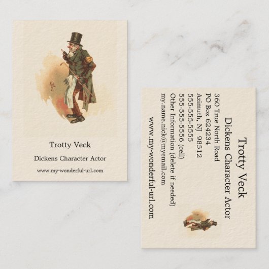 Trotty Veck von Kyd - Charles Dickens' The Chimes Visitenkarte (Vorne/Hinten)