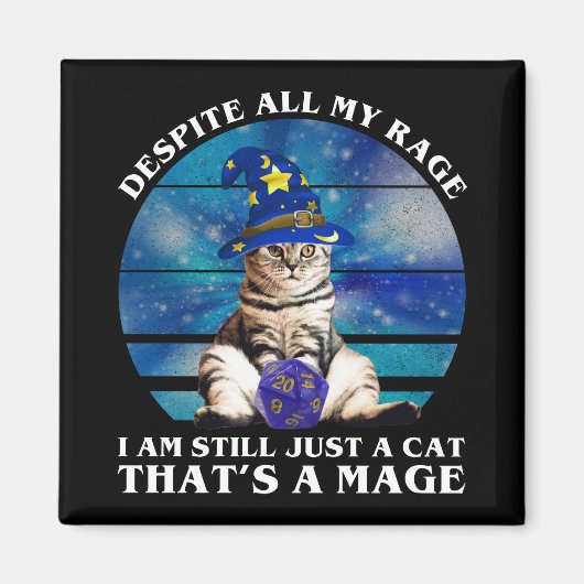 Trotz all meiner Rage lustige Magierkatze Magnet (Vorne)