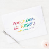 Trotzdem beharrt sie auf Regenbogenfarben Ovaler Aufkleber (Umschlag)