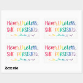 Trotzdem beharrt sie auf Regenbogenfarben Rechteckiger Aufkleber (Blatt)