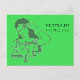 Trotzdem beharrt sie (grün) postkarte
