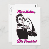 Trotzdem beharrte sie auf Rosie Riveter Postcard Postkarte (Vorne/Hinten)
