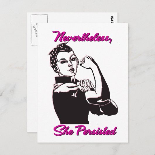 Trotzdem beharrte sie auf Rosie Riveter Postcard Postkarte (Vorne/Hinten)