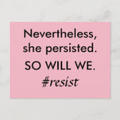 Trotzdem beharrte sie darauf, dass wir Widerstand Postkarte (Vorderseite)