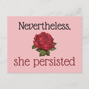 Trotzdem Beharrte Sie Vintage Rote Rose Rosa Postkarte