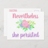 Trotzdem behielt sie Niedliches Blumenrosa Lila Postkarte (Vorne/Hinten)