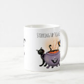 Trouble Black Cat & Hexen Halloween Kaffeetasse (VorderseiteRechts)