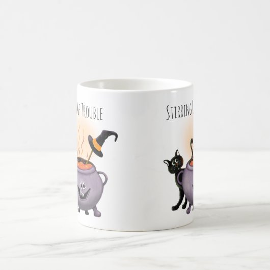 Trouble Black Cat & Hexen Halloween Kaffeetasse (Mittel)