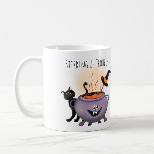 Trouble Black Cat & Hexen Halloween Kaffeetasse (Links)
