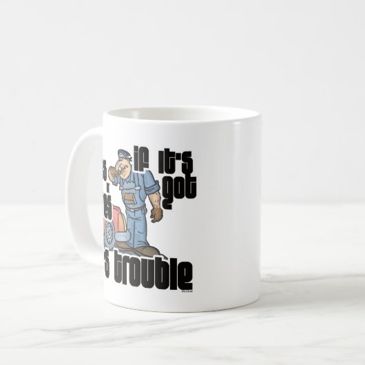 Troubled Mechanic Funny Mechanic Kaffeetasse (Vorderseite Links)
