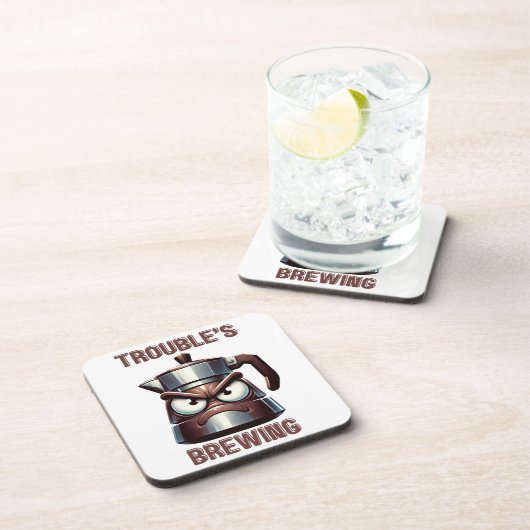 Trouble's Brewing - Angry Moka Espresso Pot Getränkeuntersetzer (Rechte Seite)