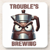 Trouble's Brewing - Angry Moka Espresso Pot Getränkeuntersetzer (Vorderseite)