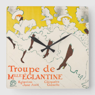 Troupe de Mademoiselle Eglantine, Toulouse Lautrec Quadratische Wanduhr