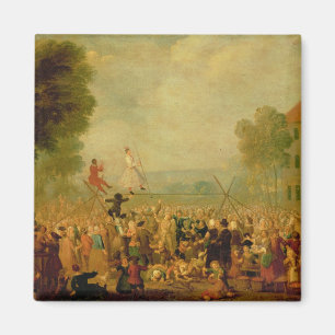 Troupe der Schauspieler darstellend auf einem Magnet