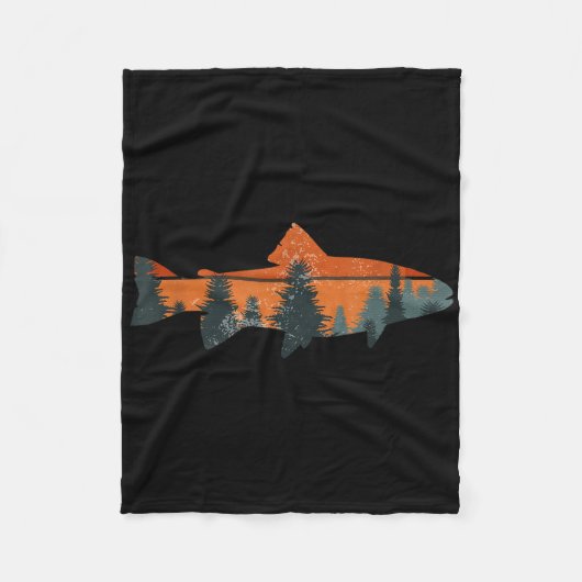 Trout Fly Fishing Nature Outdoor Fisherman Gift Fleecedecke (Vorderseite)